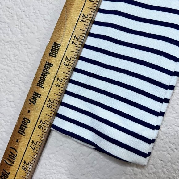 Navy Blue Stripes Ponte Knit Blazer Jacket Nautical Paris Preppy Women XS - Picture 6 of 8